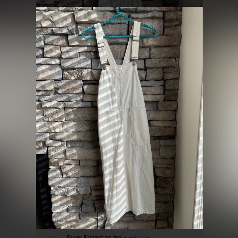 Zara White Midi Pinafore Dress